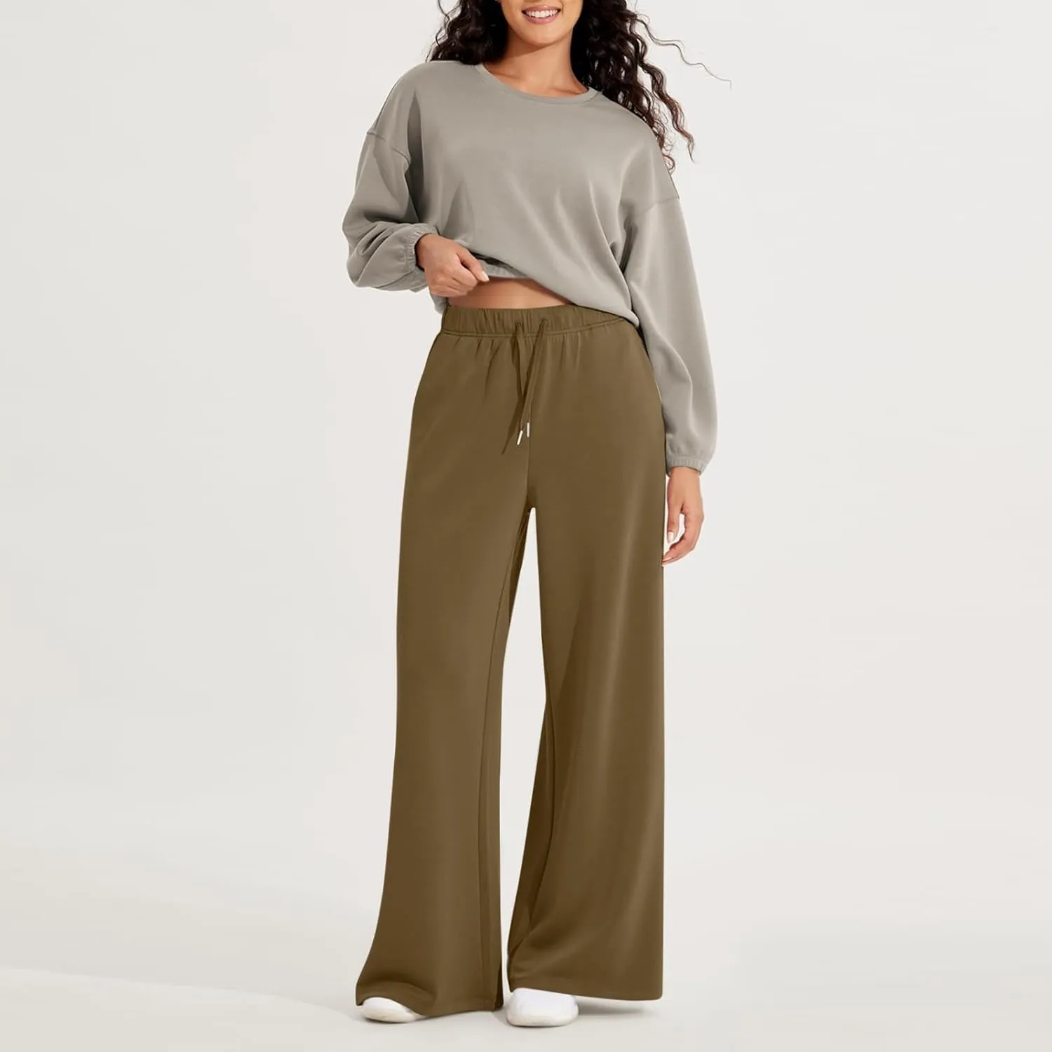 Straight Leg Sweatpants for Women Baggy Joggers Wide Leg High Waisted Jogger Pants Pull on Lounge Pants with Pockets