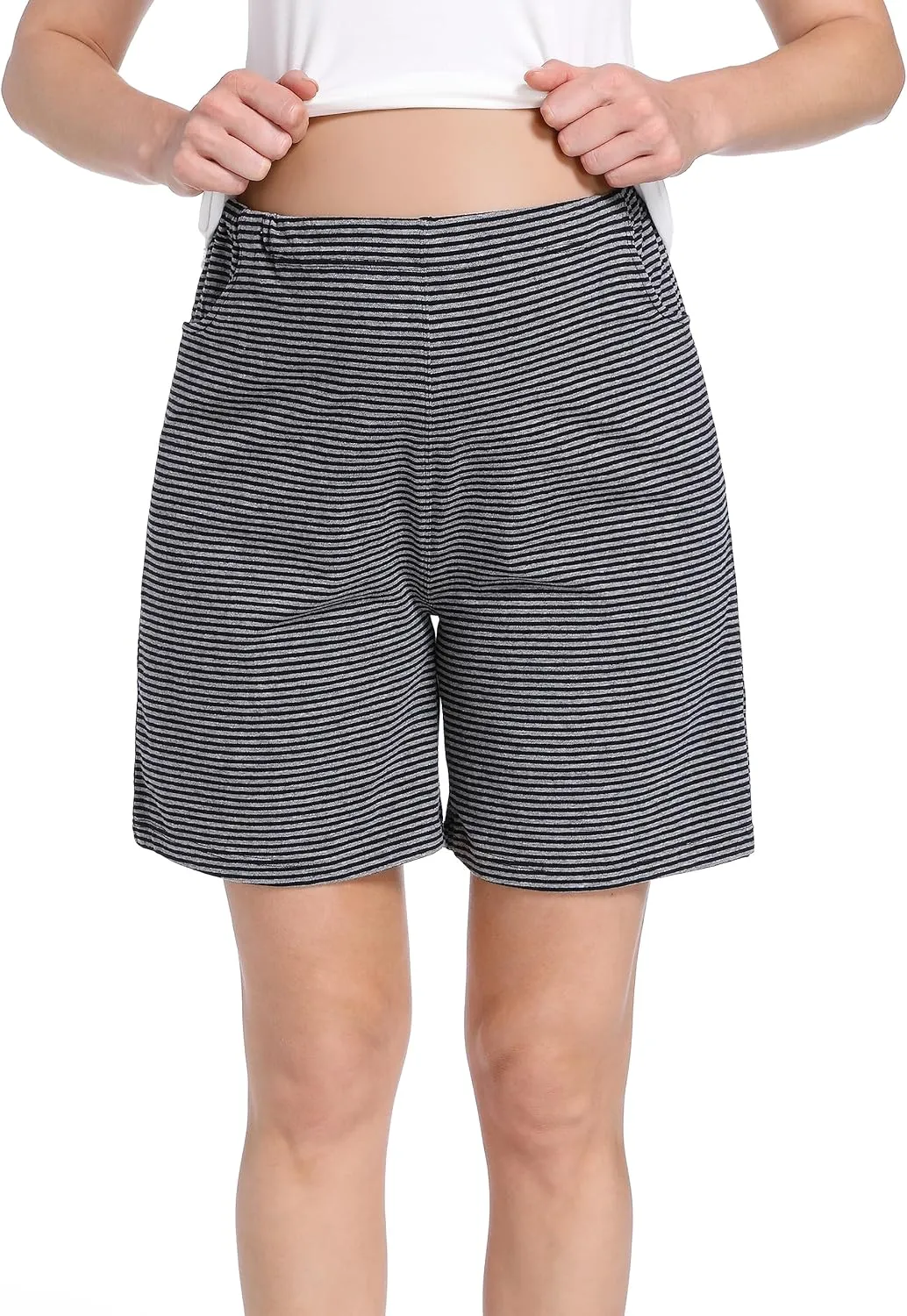 SUIEK Women's Maternity Shorts Lounge Workout Activewear Pregnancy Pants Maternity Cotton Pajamas - 3 Pack