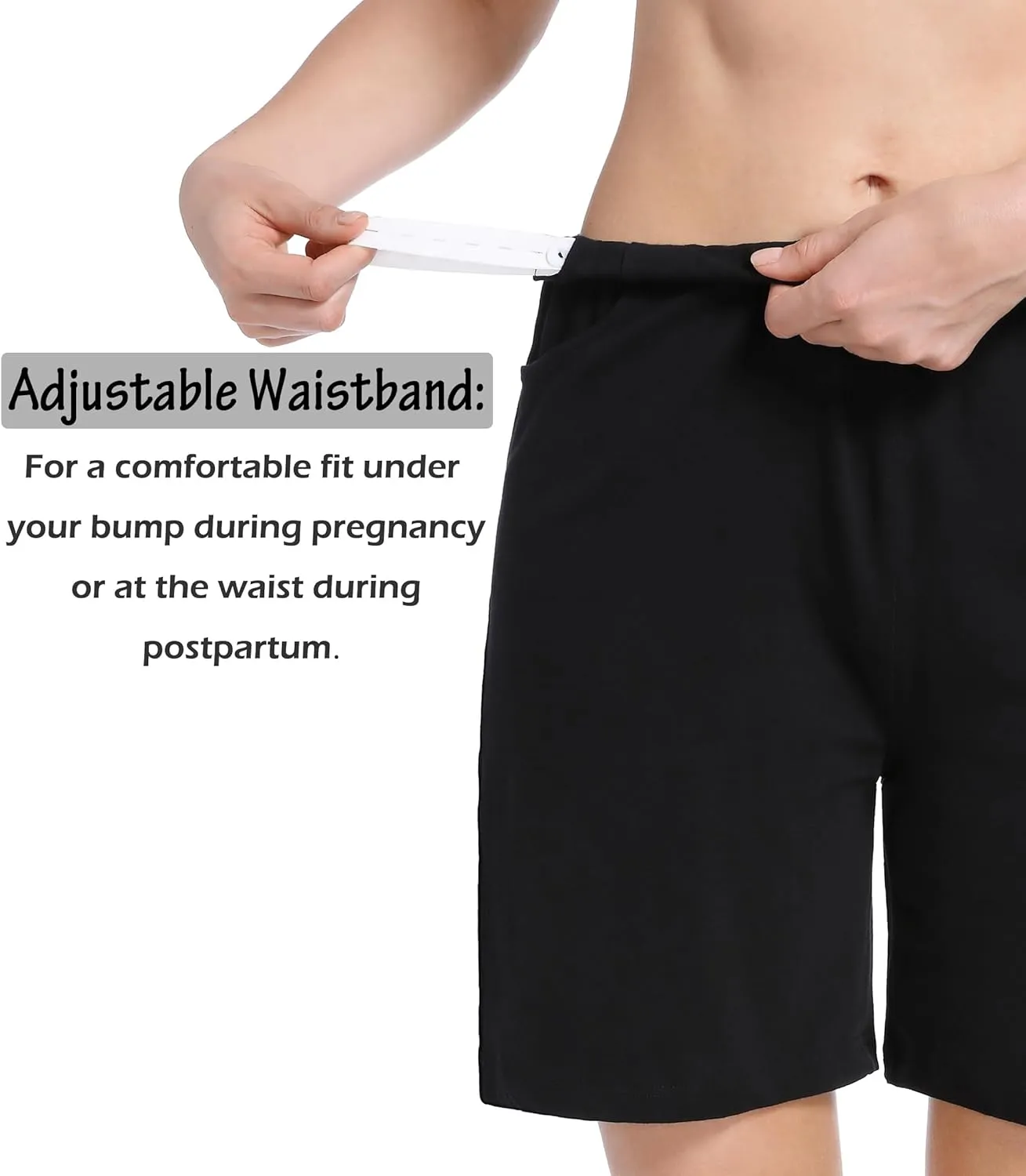 SUIEK Women's Maternity Shorts Lounge Workout Activewear Pregnancy Pants Maternity Cotton Pajamas - 3 Pack