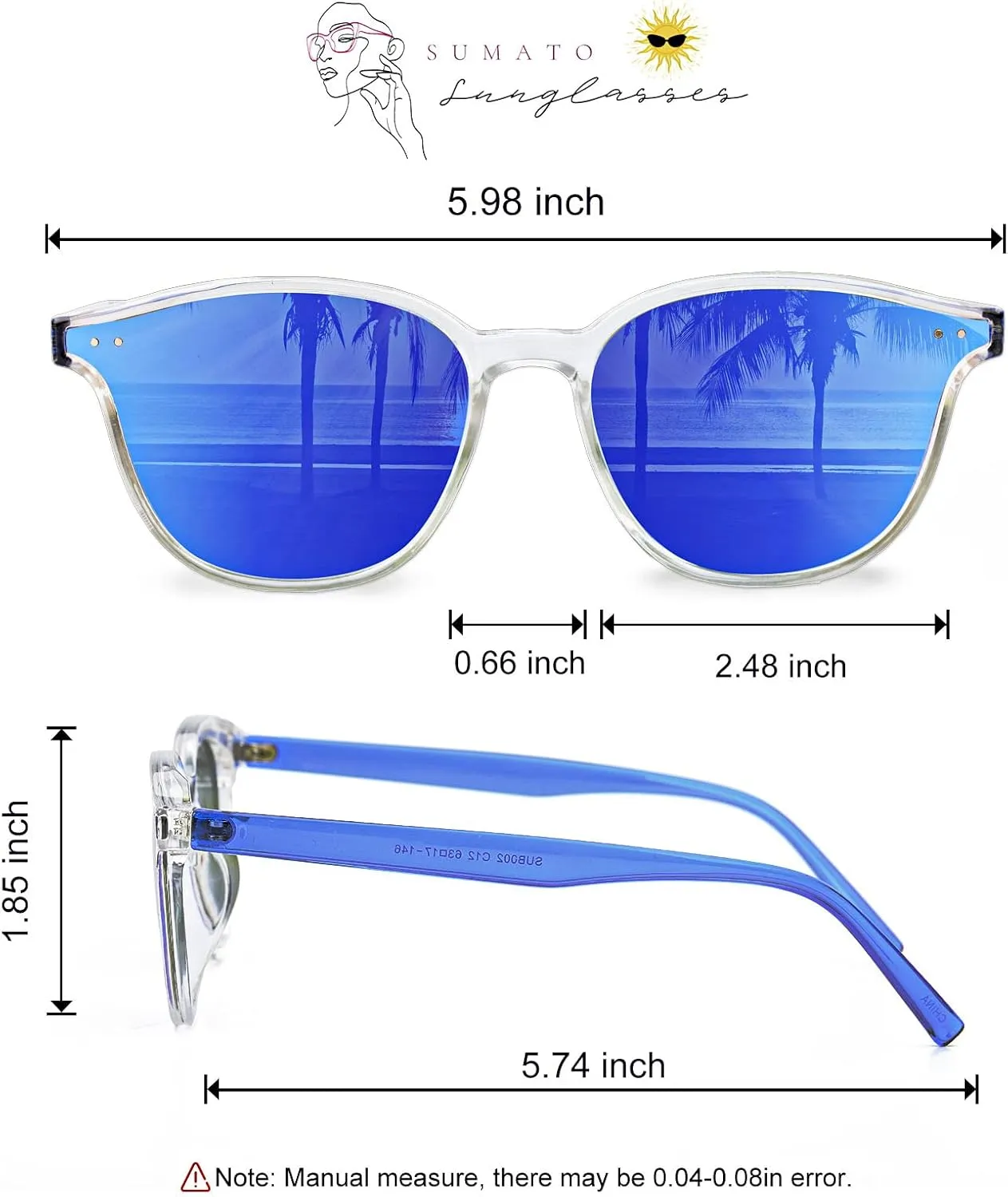 Sumato Sunglasses Womens, Cat Eye Pink Sunglasses for Women with Mirrored Trendy Lens UV400 Blocking