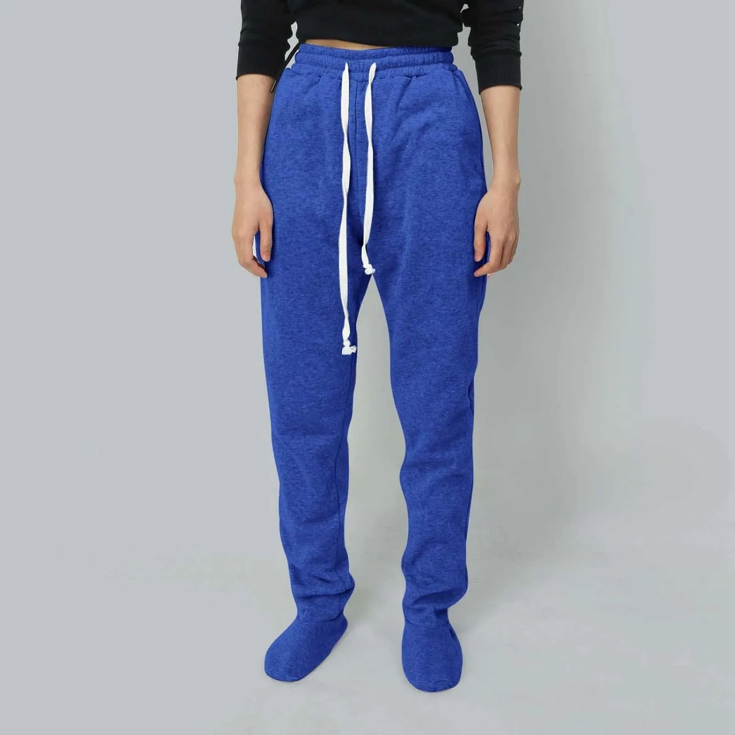 Sweatpants with Foot for Women Fleece Lined Soft Warm Drawstring Elastic Waist Pajama Pants Casual Loungewear Trouser