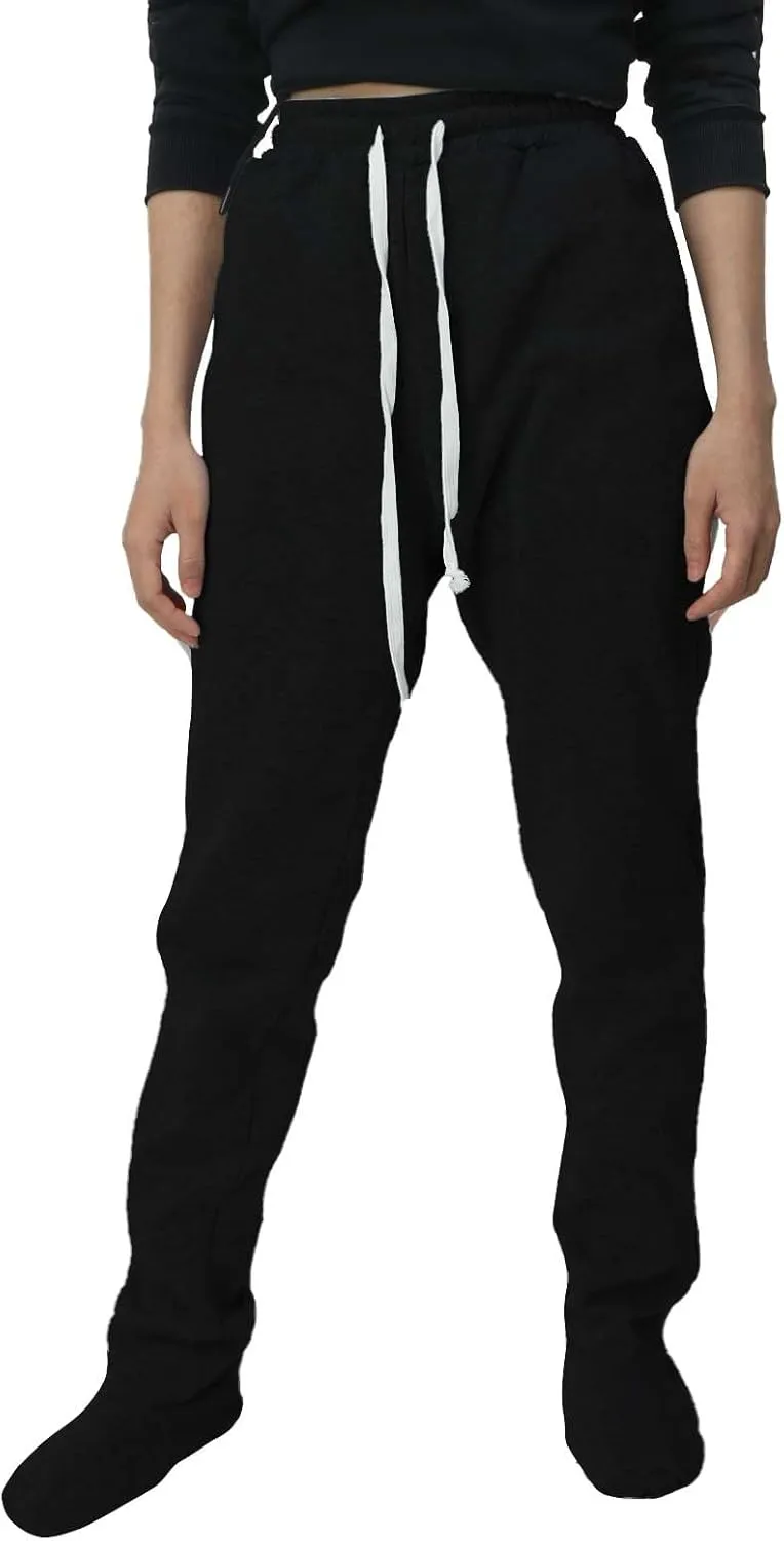 Sweatpants with Foot for Women Fleece Lined Soft Warm Drawstring Elastic Waist Pajama Pants Casual Loungewear Trouser