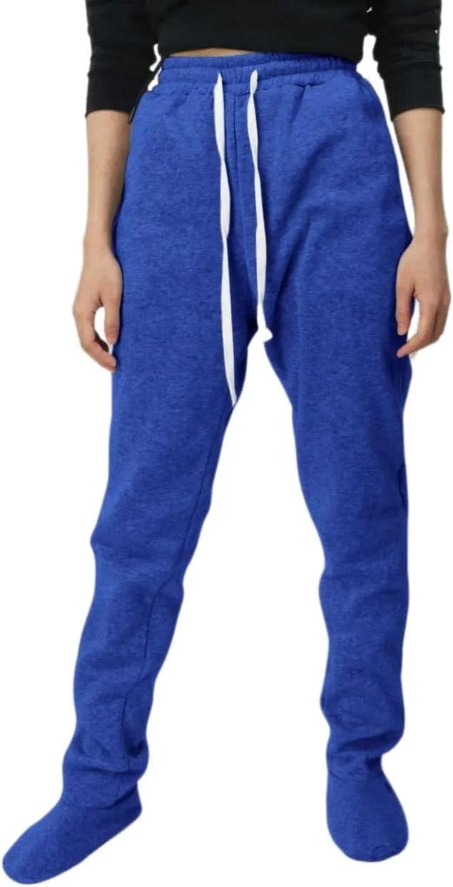 Sweatpants with Foot for Women Fleece Lined Soft Warm Drawstring Elastic Waist Pajama Pants Casual Loungewear Trouser