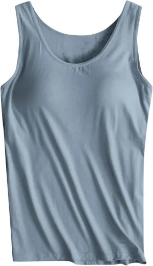 Tank Tops for Women with Built in Bras Loose Yoga Workout Top Basic Sleeveless Stretchy Gym Shirts Summer Undershirts