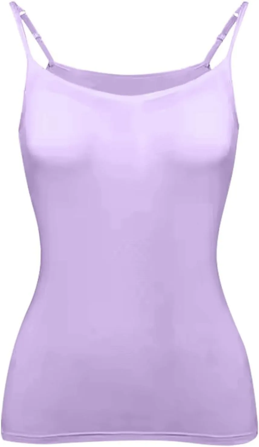 Tank Tops for Women,Shelf Bra Camisoles Adjustable Spaghetti Strap Tank Tops Built in Bra Basic Layer Cami