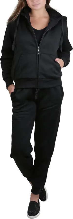 ToBeInStyle Women's French Terry Activewear Hooded Jacket & Pants