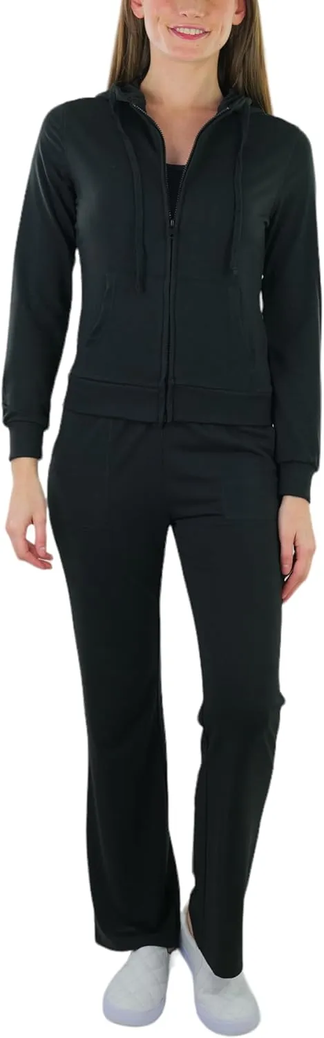 ToBeInStyle Women's French Terry Activewear Hooded Jacket & Pants