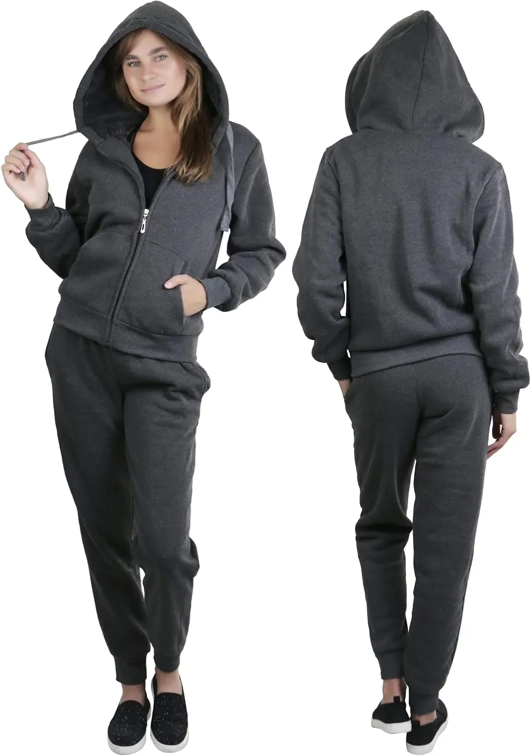 ToBeInStyle Women's French Terry Activewear Hooded Jacket & Pants