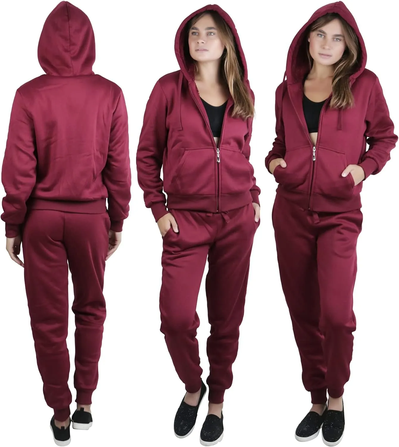 ToBeInStyle Women's French Terry Activewear Hooded Jacket & Pants