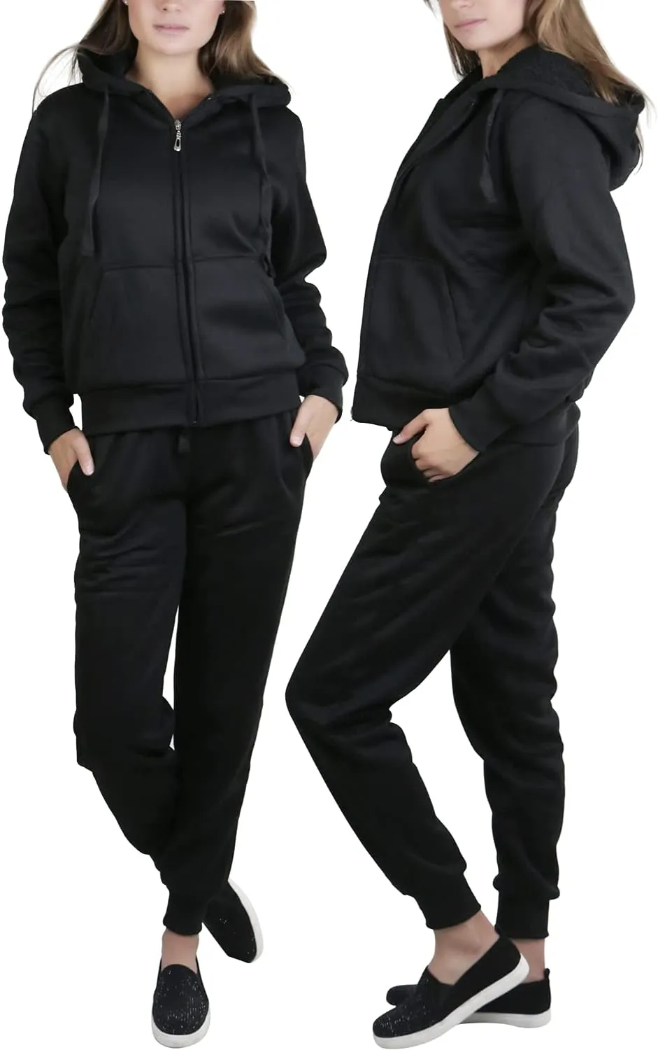 ToBeInStyle Women's French Terry Activewear Hooded Jacket & Pants