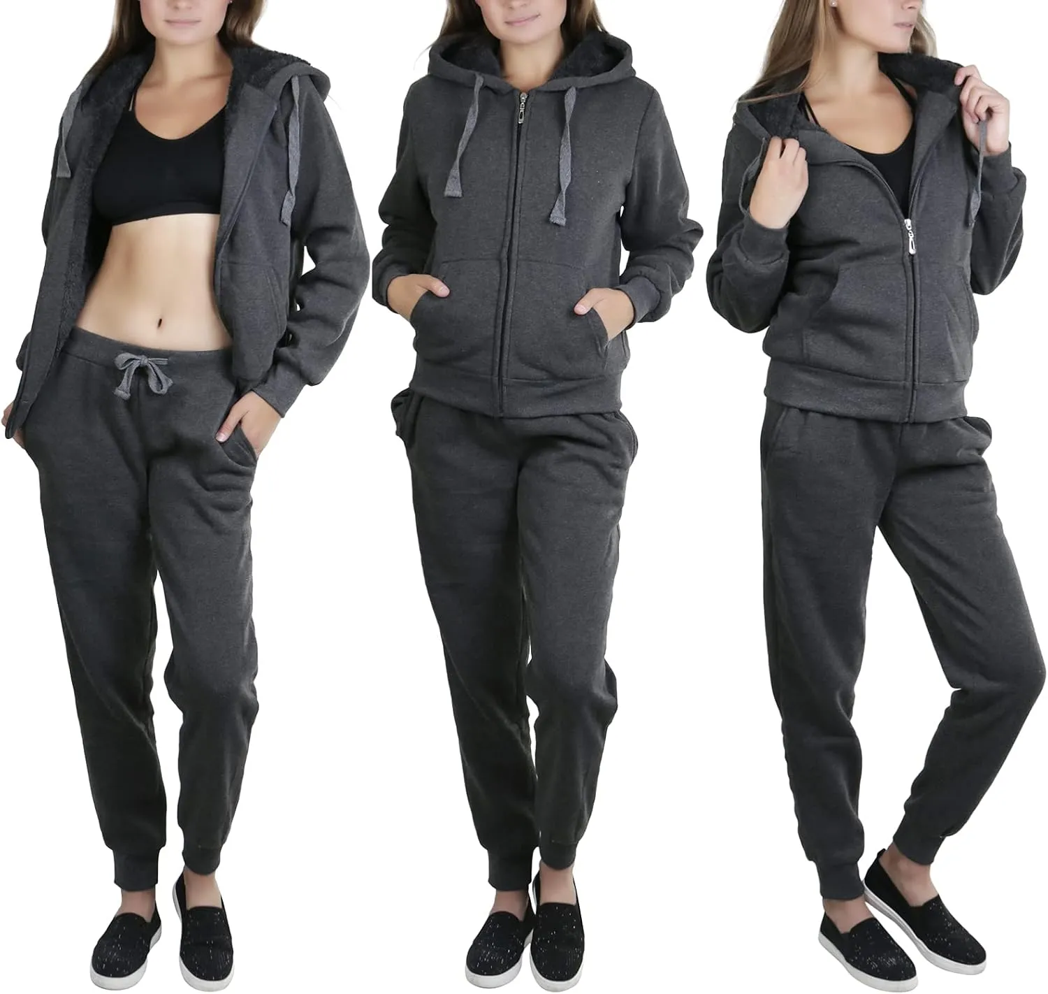 ToBeInStyle Women's French Terry Activewear Hooded Jacket & Pants