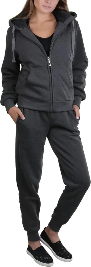 ToBeInStyle Women's French Terry Activewear Hooded Jacket & Pants