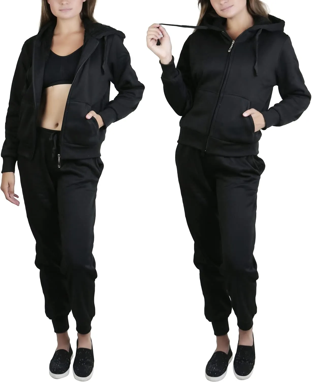 ToBeInStyle Women's French Terry Activewear Hooded Jacket & Pants