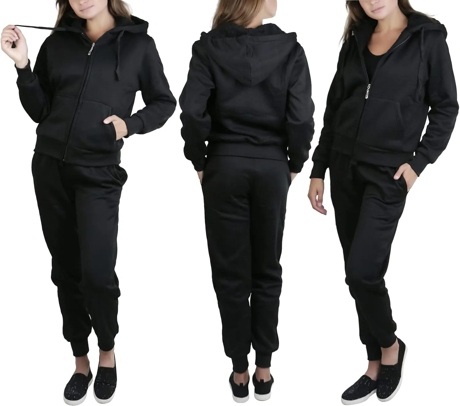 ToBeInStyle Women's French Terry Activewear Hooded Jacket & Pants