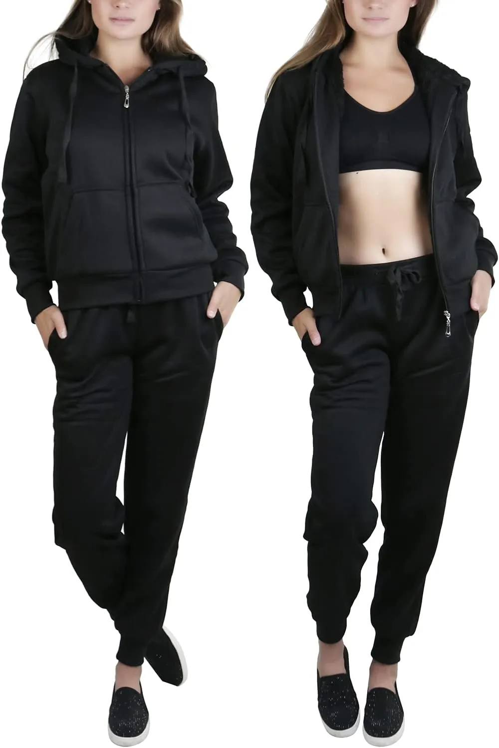 ToBeInStyle Women's French Terry Activewear Hooded Jacket & Pants