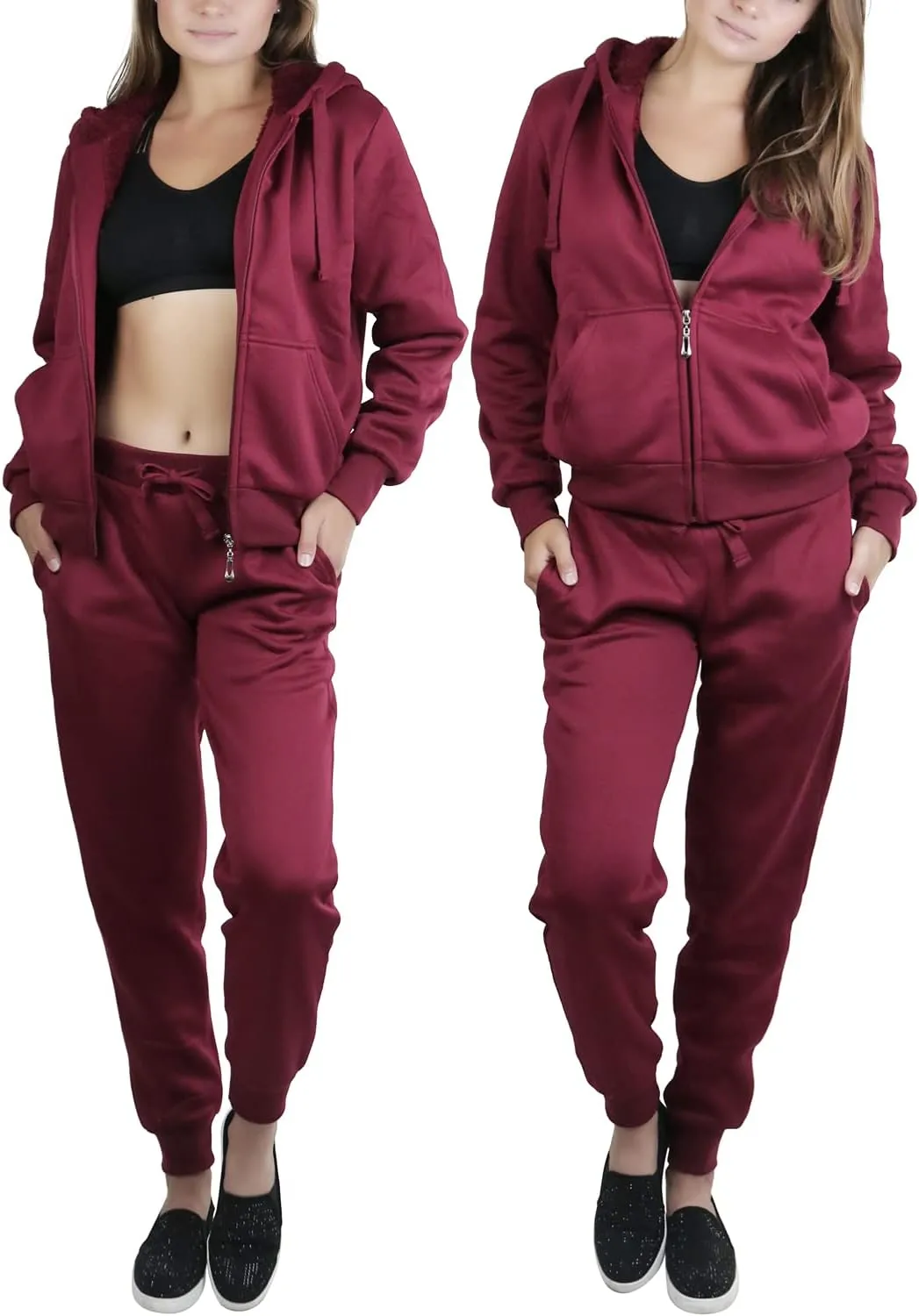 ToBeInStyle Women's French Terry Activewear Hooded Jacket & Pants