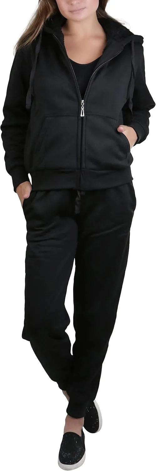 ToBeInStyle Women's French Terry Activewear Hooded Jacket & Pants