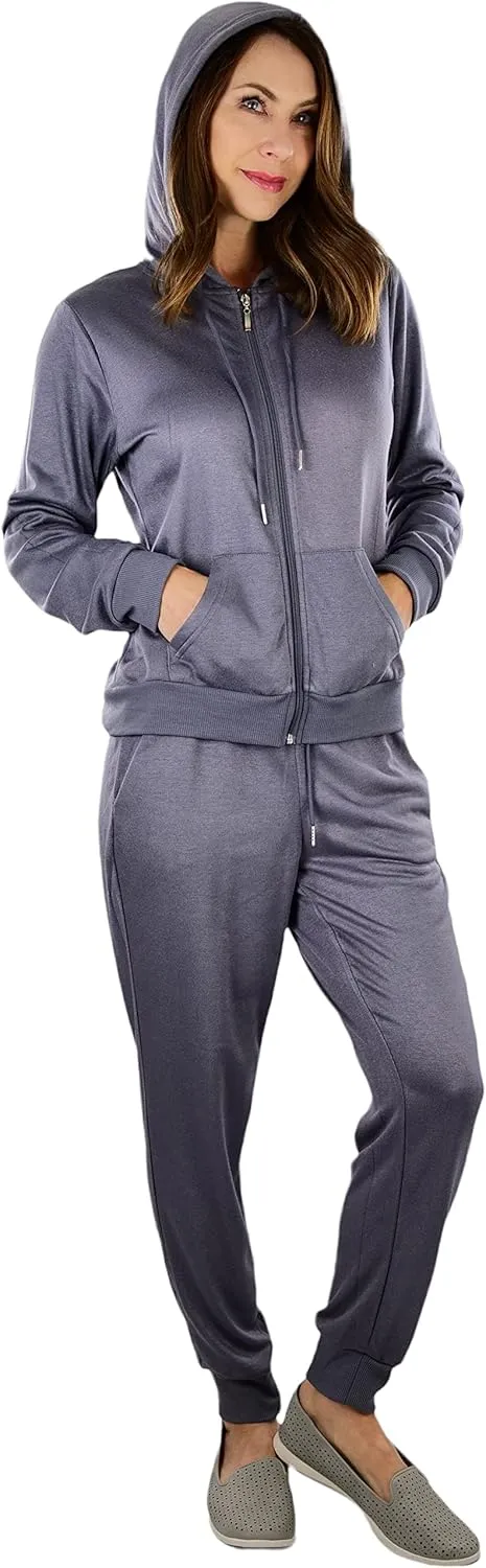 ToBeInStyle Women's French Terry Activewear Hooded Jacket & Pants
