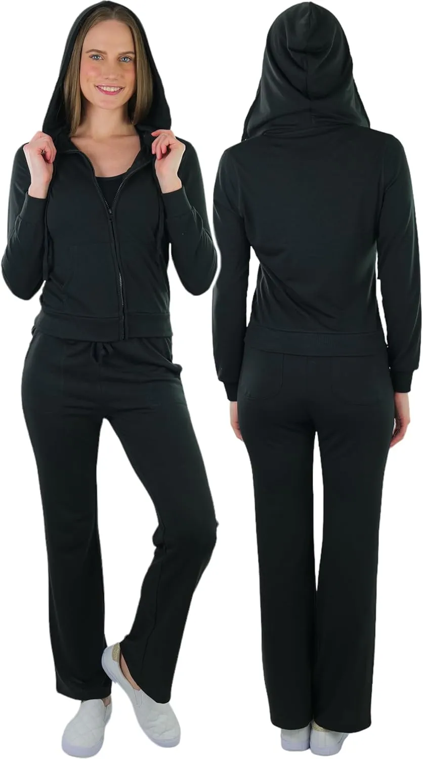ToBeInStyle Women's French Terry Activewear Hooded Jacket & Pants