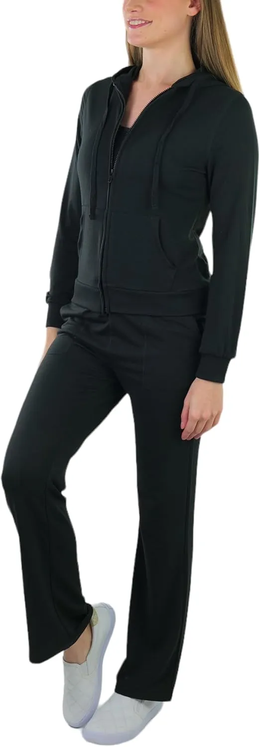 ToBeInStyle Women's French Terry Activewear Hooded Jacket & Pants