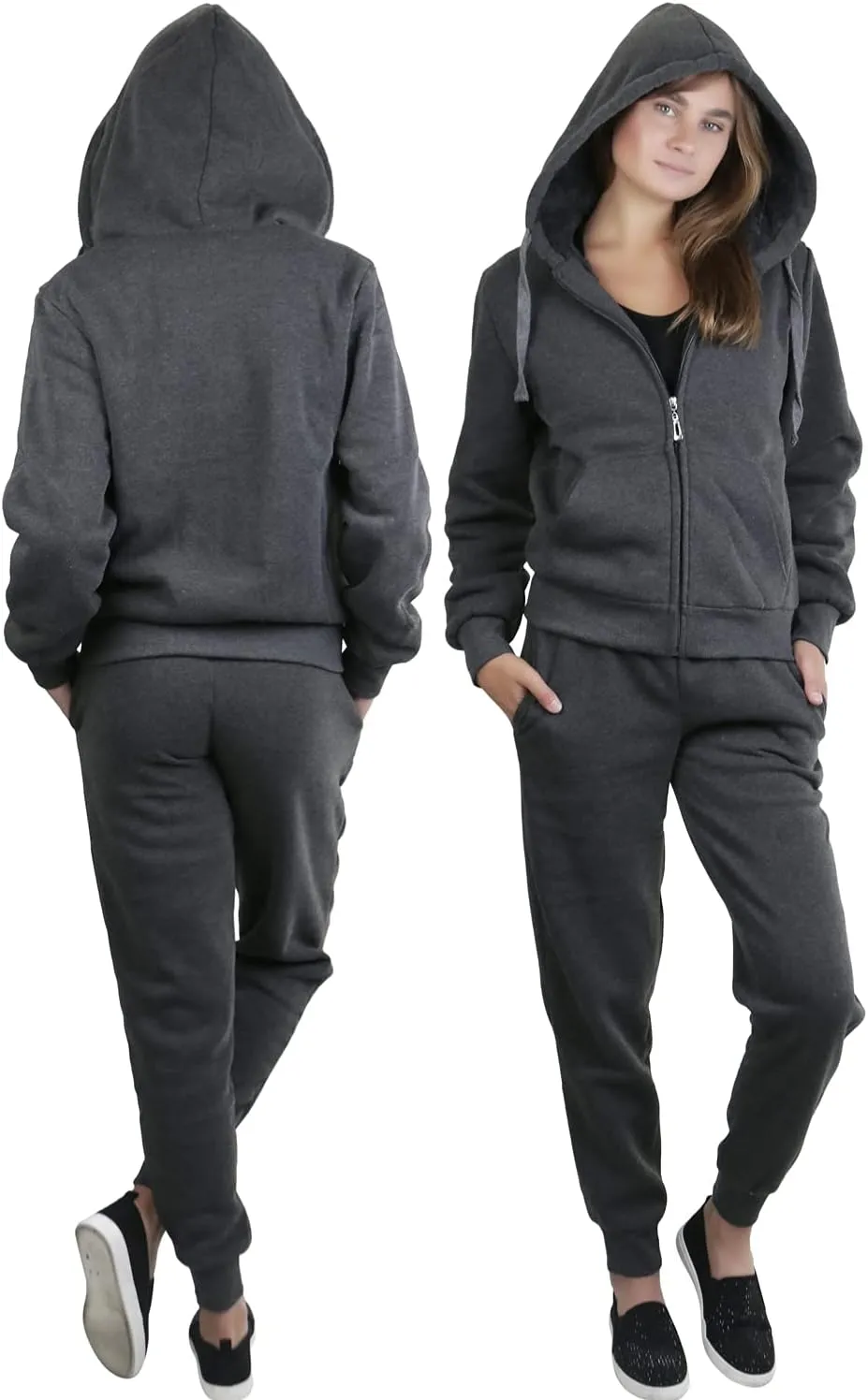 ToBeInStyle Women's French Terry Activewear Hooded Jacket & Pants