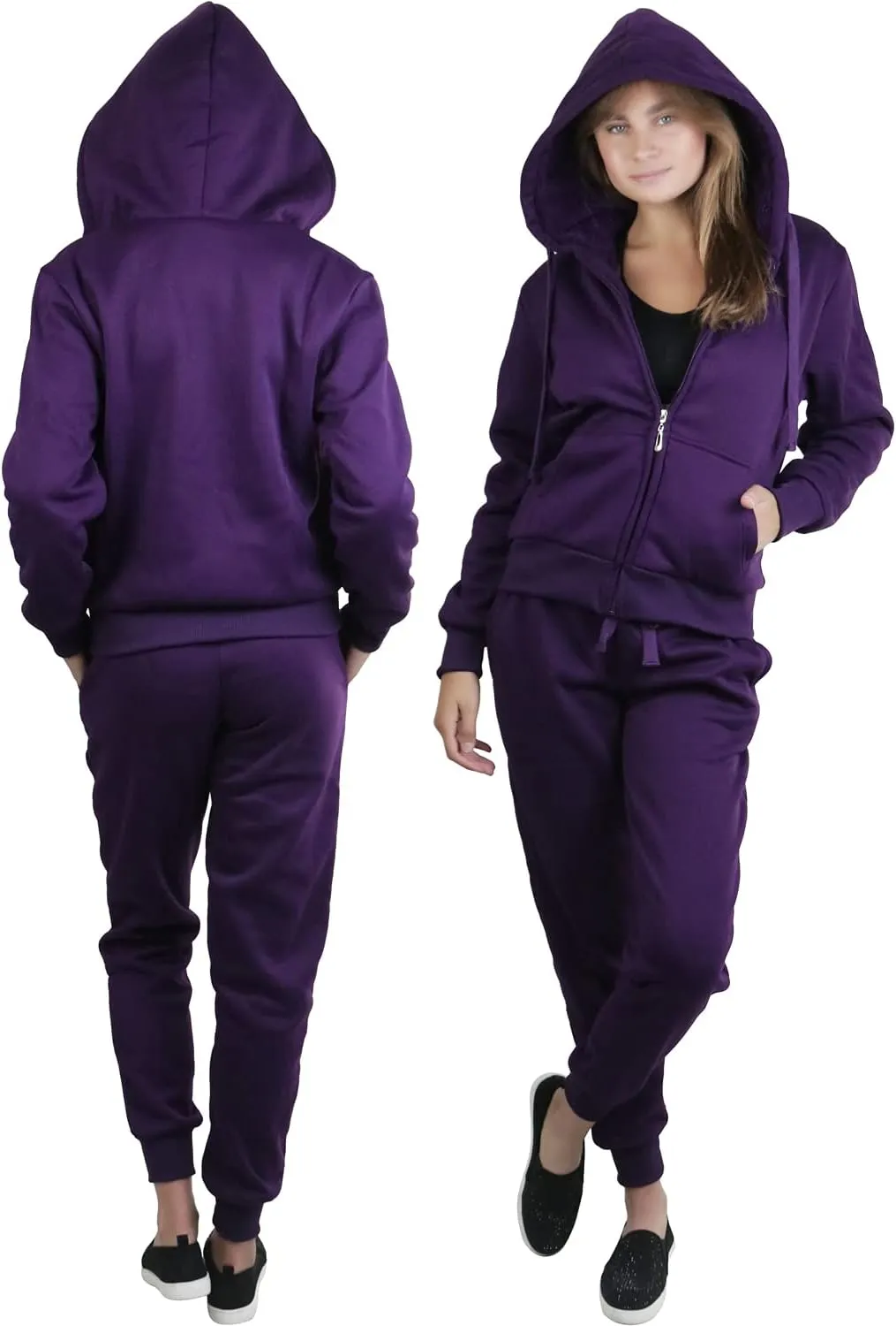 ToBeInStyle Women's French Terry Activewear Hooded Jacket & Pants