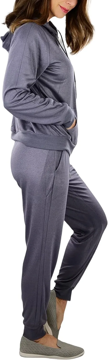 ToBeInStyle Women's French Terry Activewear Hooded Jacket & Pants