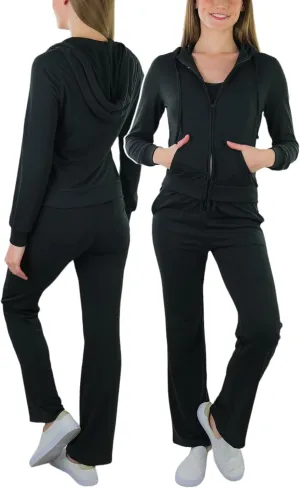 ToBeInStyle Women's French Terry Activewear Hooded Jacket & Pants