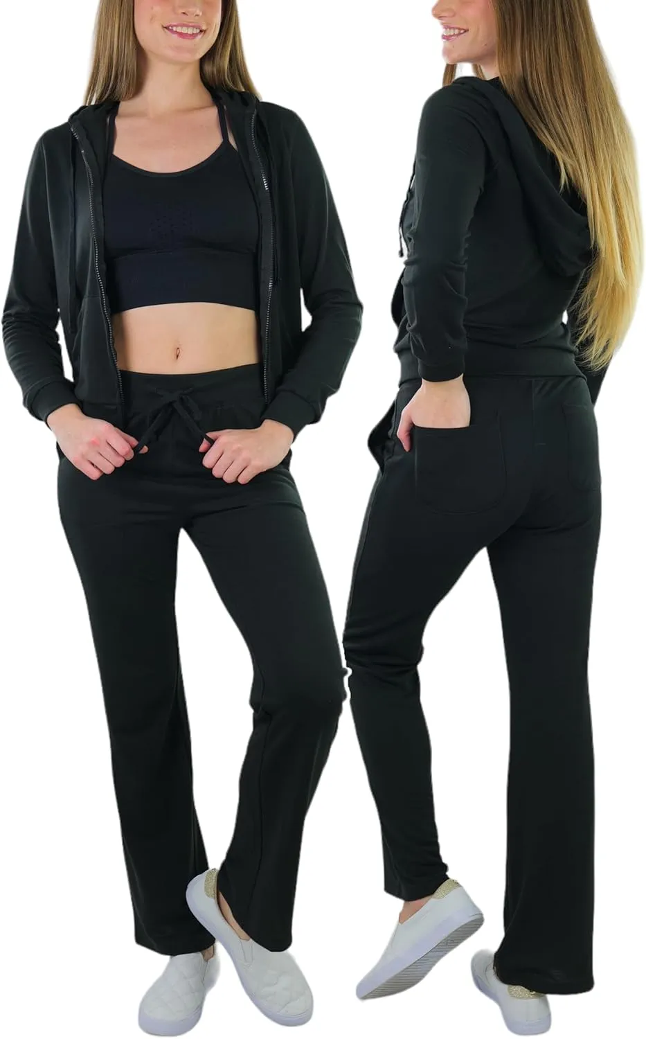 ToBeInStyle Women's French Terry Activewear Hooded Jacket & Pants