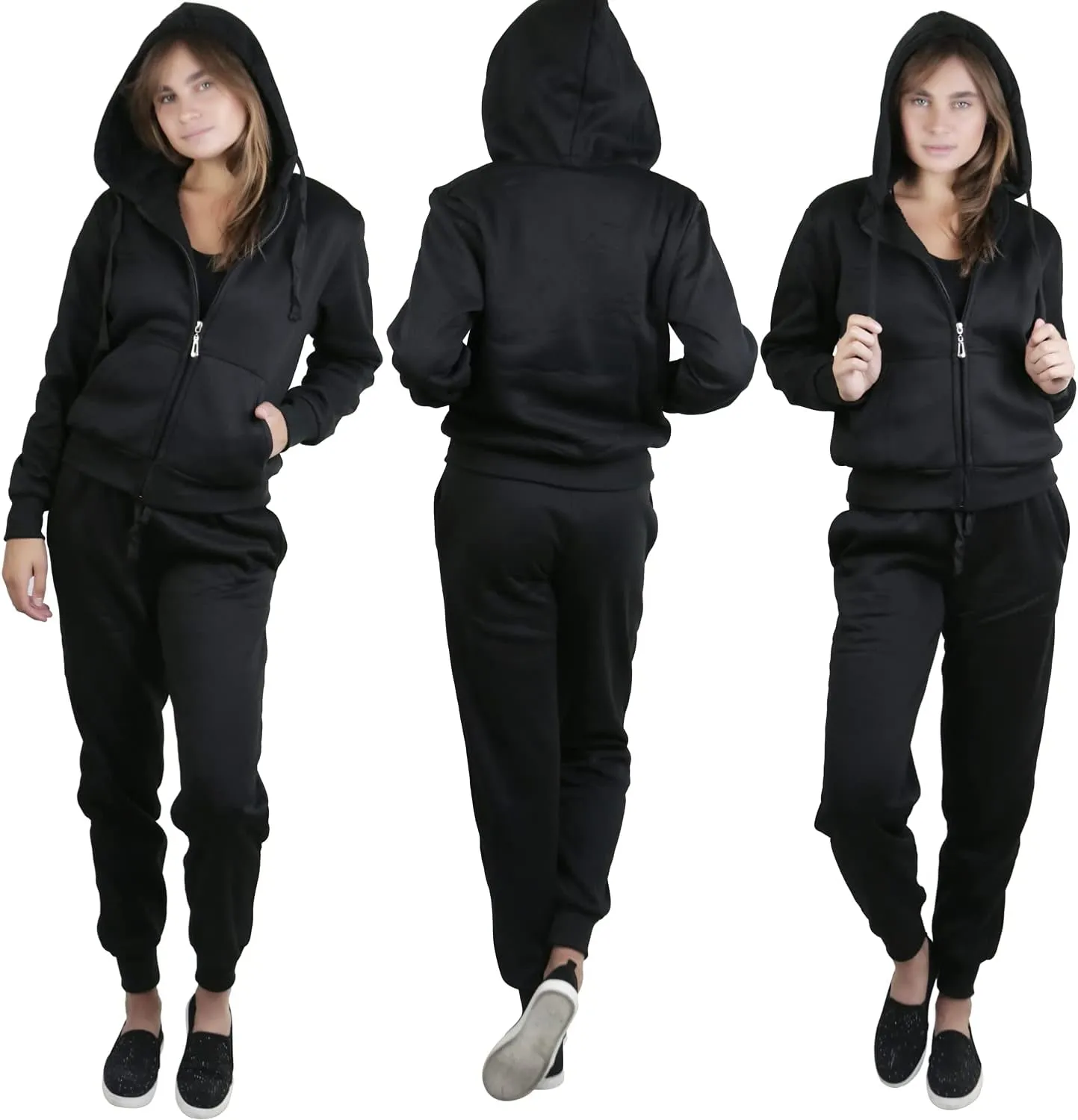 ToBeInStyle Women's French Terry Activewear Hooded Jacket & Pants