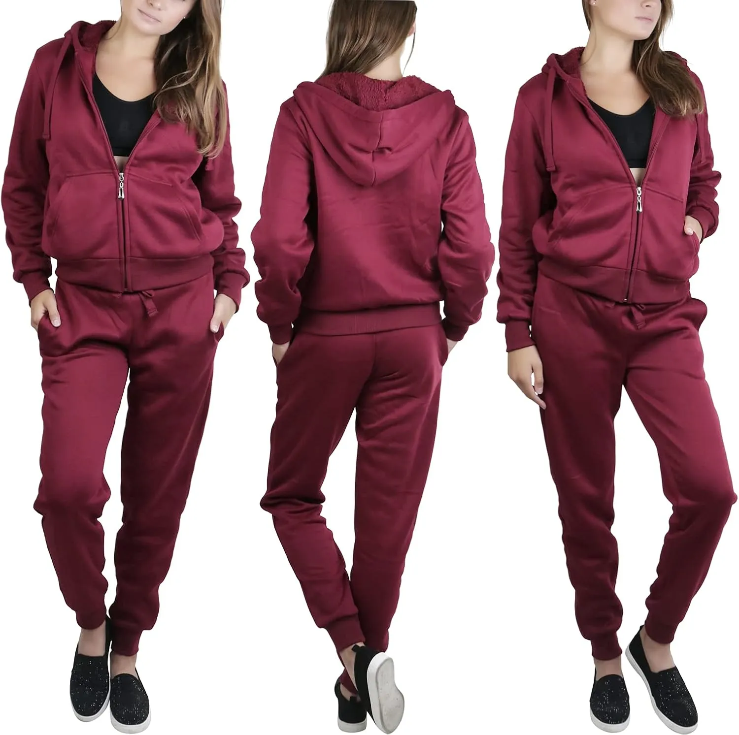 ToBeInStyle Women's French Terry Activewear Hooded Jacket & Pants
