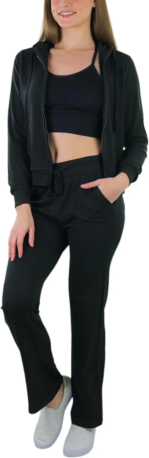 ToBeInStyle Women's French Terry Activewear Hooded Jacket & Pants