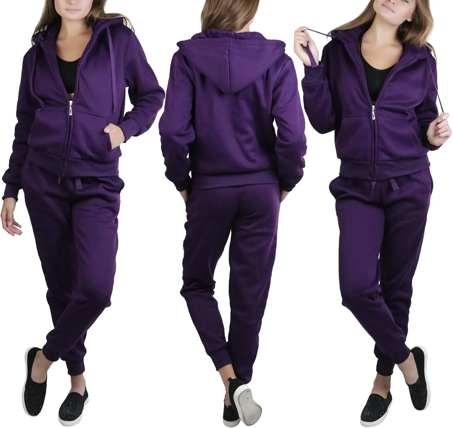 ToBeInStyle Women's French Terry Activewear Hooded Jacket & Pants