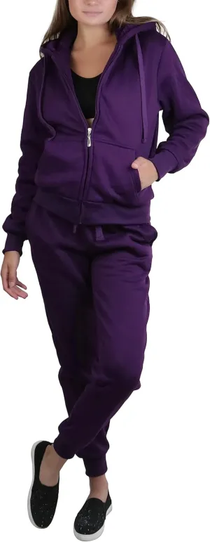 ToBeInStyle Women's French Terry Activewear Hooded Jacket & Pants