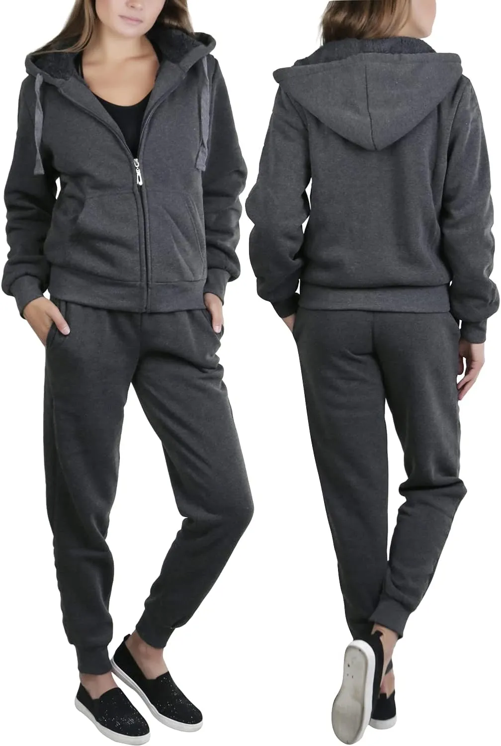 ToBeInStyle Women's French Terry Activewear Hooded Jacket & Pants