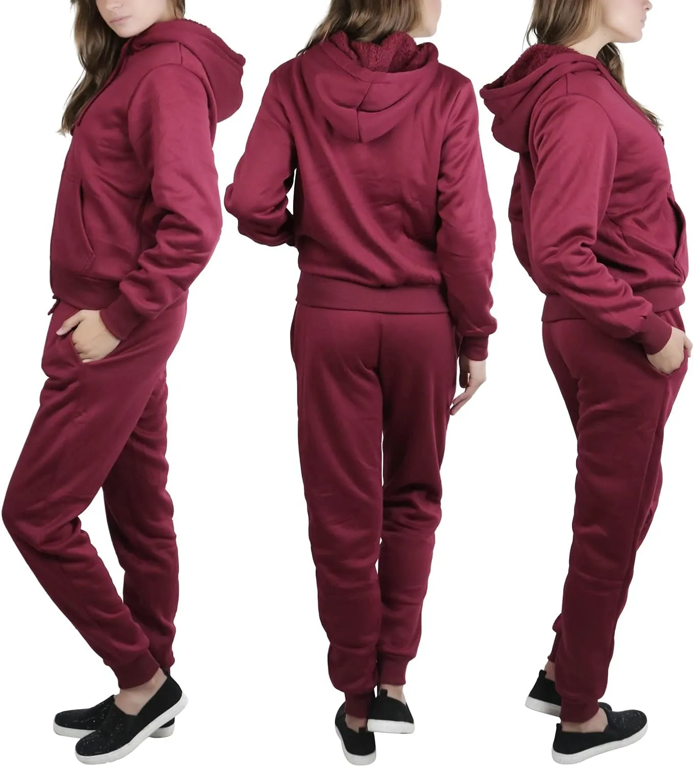 ToBeInStyle Women's French Terry Activewear Hooded Jacket & Pants