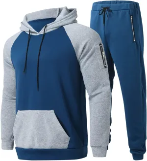 Tracksuit Men 2 Piece Set Big and Tall Long Sleeve Hooded Activewear Suits Gym Workout Training Stretchy Outfits