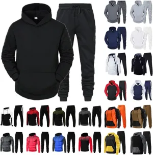 Tracksuit Men 2 Piece Set Big and Tall Long Sleeve Hooded Activewear Suits Gym Workout Training Stretchy Outfits