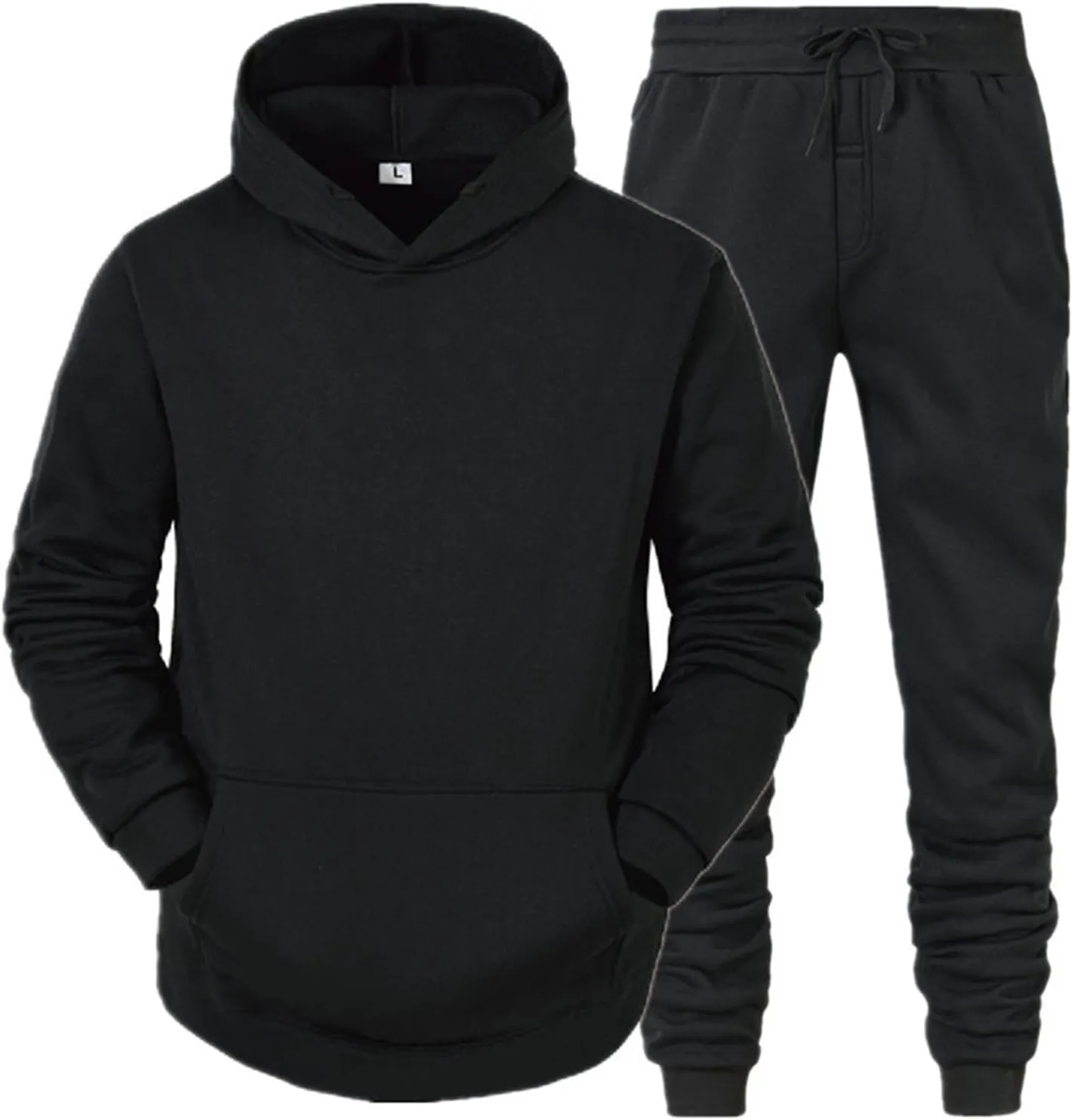 Tracksuit Men 2 Piece Set Big and Tall Long Sleeve Hooded Activewear Suits Gym Workout Training Stretchy Outfits