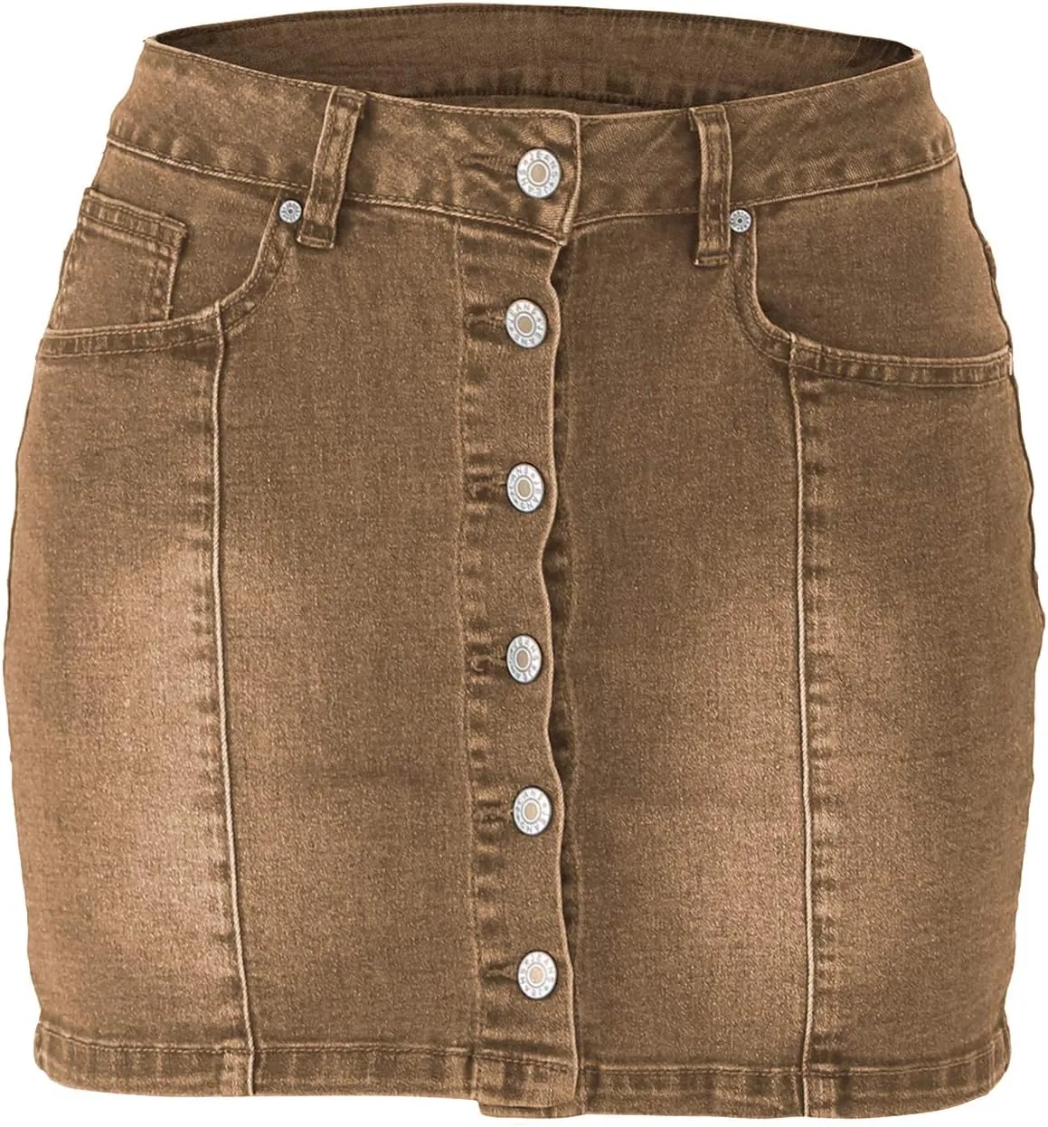 Tulucky Women's Button Down Front Denim Short Skirt with Side Pocket