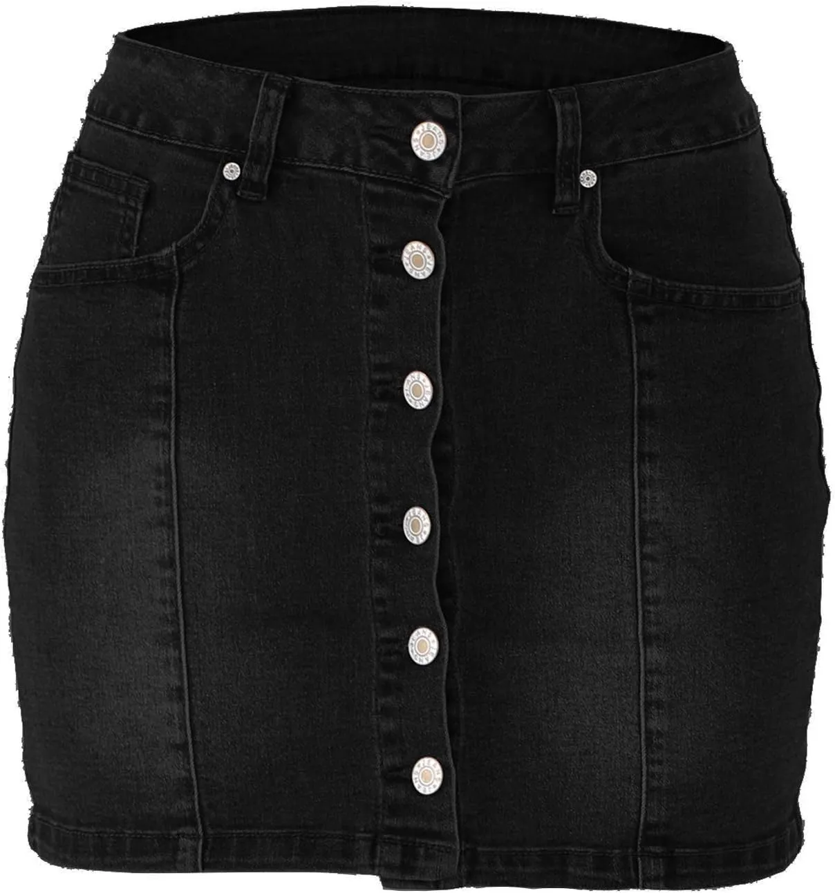 Tulucky Women's Button Down Front Denim Short Skirt with Side Pocket