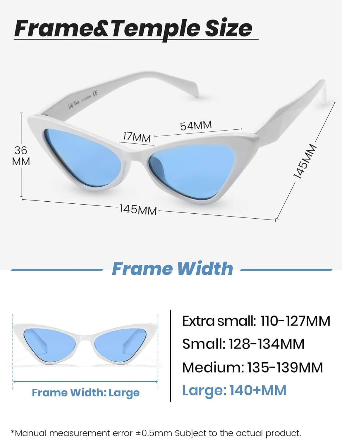 Veda Tinda Vision Cat Eye Sunglasses for Women Tinted Polarized Retro Rave Large Cateye Vintage Womens Glasses UV Protection