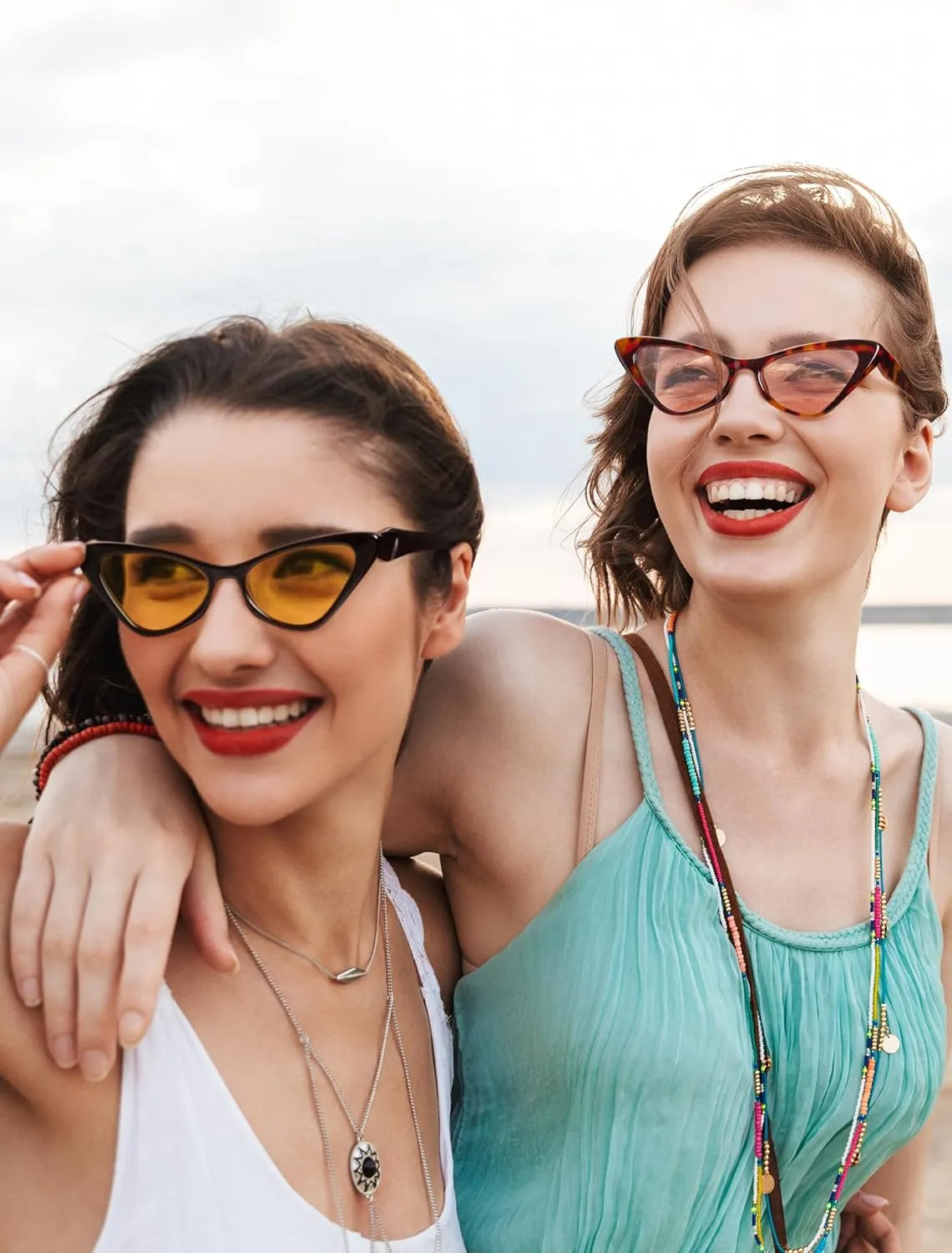 Veda Tinda Vision Cat Eye Sunglasses for Women Tinted Polarized Retro Rave Large Cateye Vintage Womens Glasses UV Protection