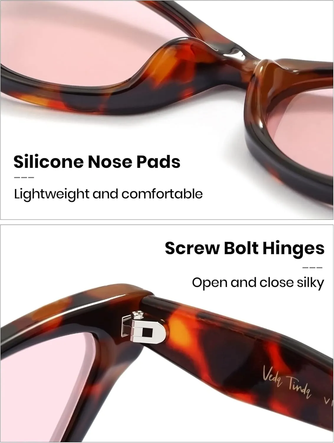 Veda Tinda Vision Cat Eye Sunglasses for Women Tinted Polarized Retro Rave Large Cateye Vintage Womens Glasses UV Protection