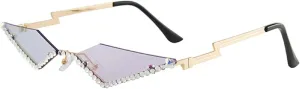Vintage 90s Rimless Rhinestone Sunglasses Fashion Rhombus Crystal diamond Y2K Candy Color Cat Eye Party Glasses