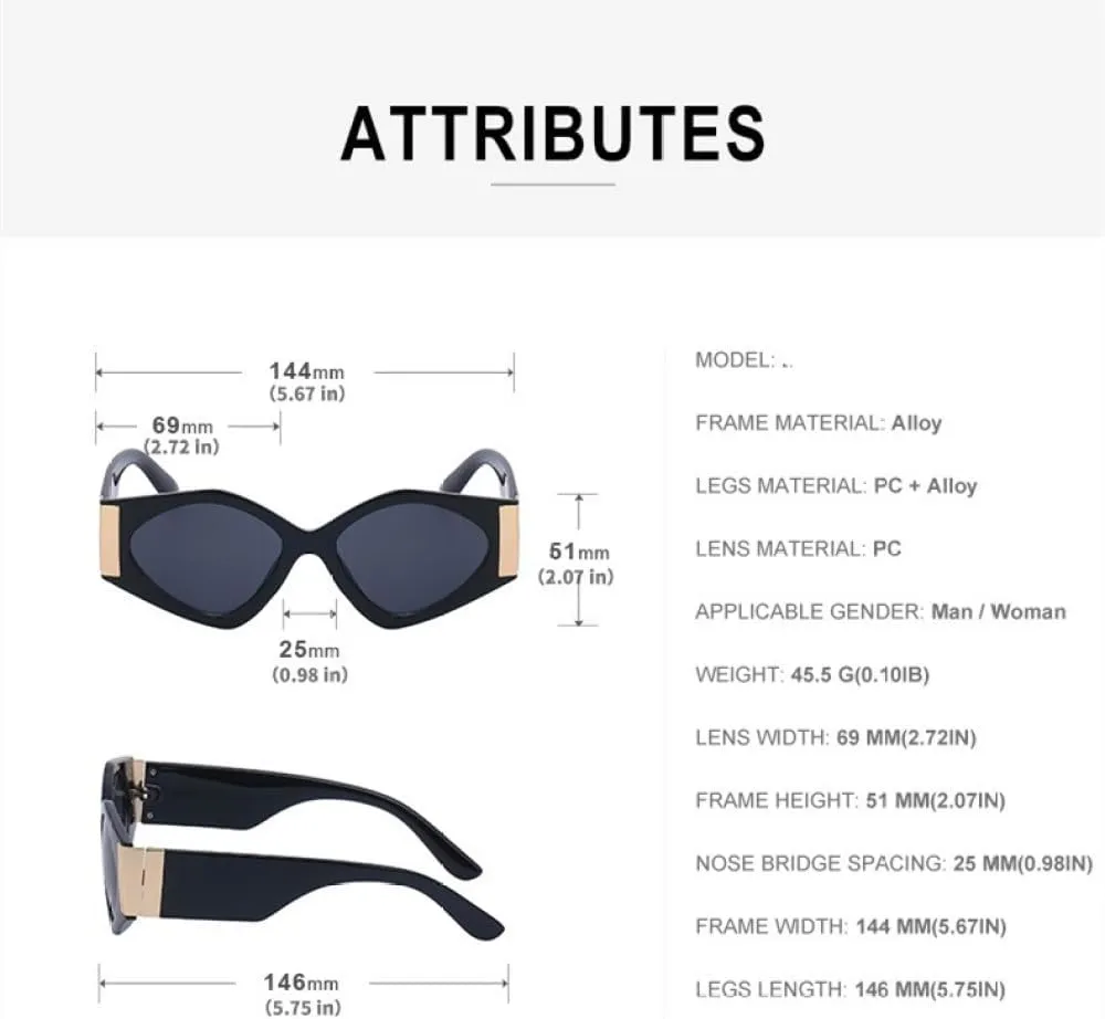 Vintage Cat Eye Sunglasses Women Retro Cateye Sun Glasses For Female Fashion Polygonal Shades Eyewear Trending