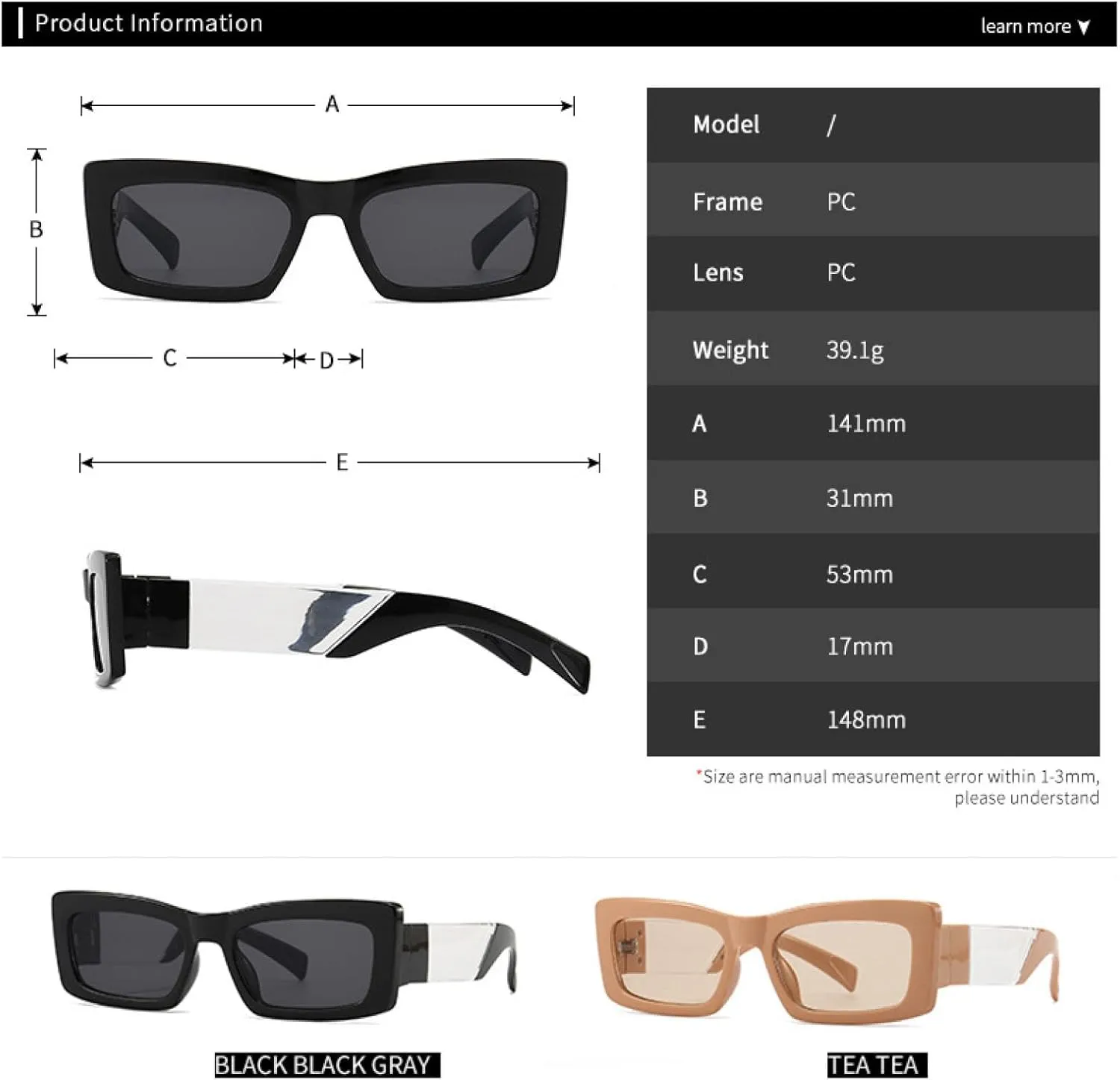 Vintage Small Rectangle Gradient Sunglasses for Women Fashion Frame