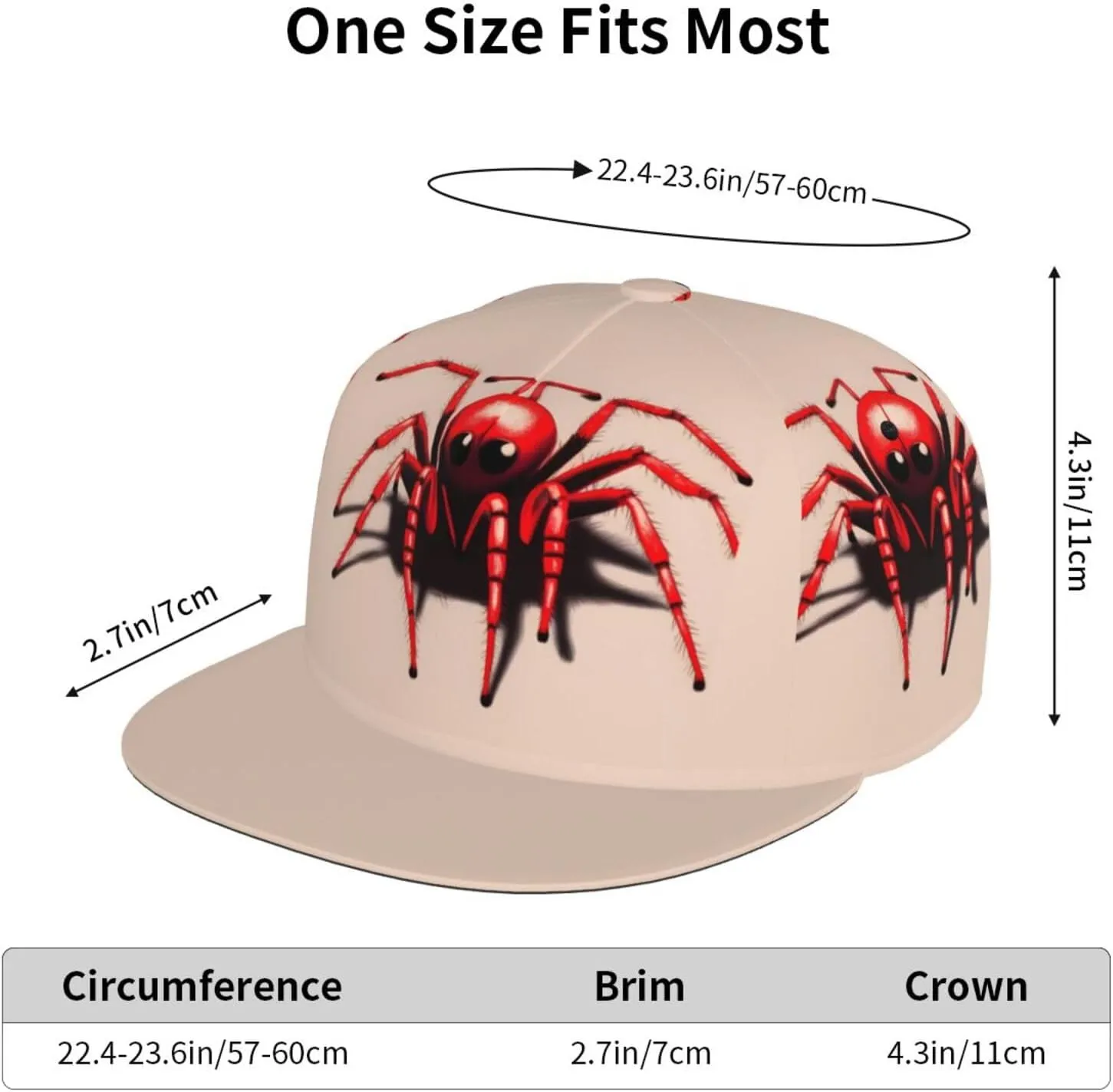 White Snowy Mountains Printed Baseball Cap, Flat Brim Hats for Men Women, Funny Adjustable Snapback Hats