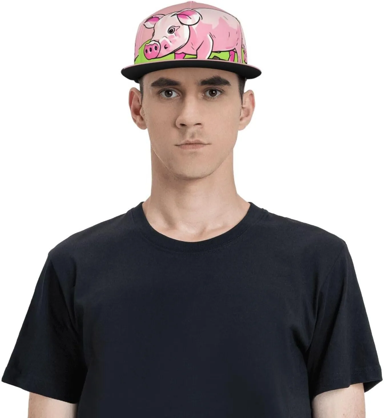White Snowy Mountains Printed Baseball Cap, Flat Brim Hats for Men Women, Funny Adjustable Snapback Hats
