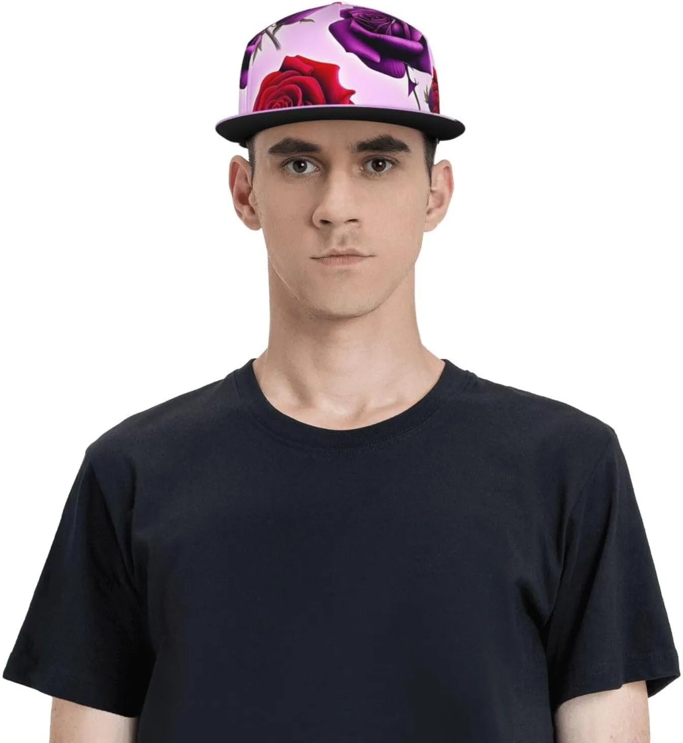 White Snowy Mountains Printed Baseball Cap, Flat Brim Hats for Men Women, Funny Adjustable Snapback Hats